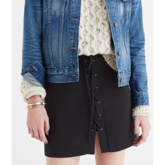 Madewell lace up skirt, black, size 6 🖤 - Picture 1 of 5